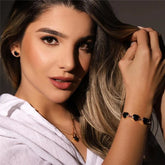 CONJUNTO FORMATO DE UM CORAÇÃO FOLHEADO A OURO HEMATITA